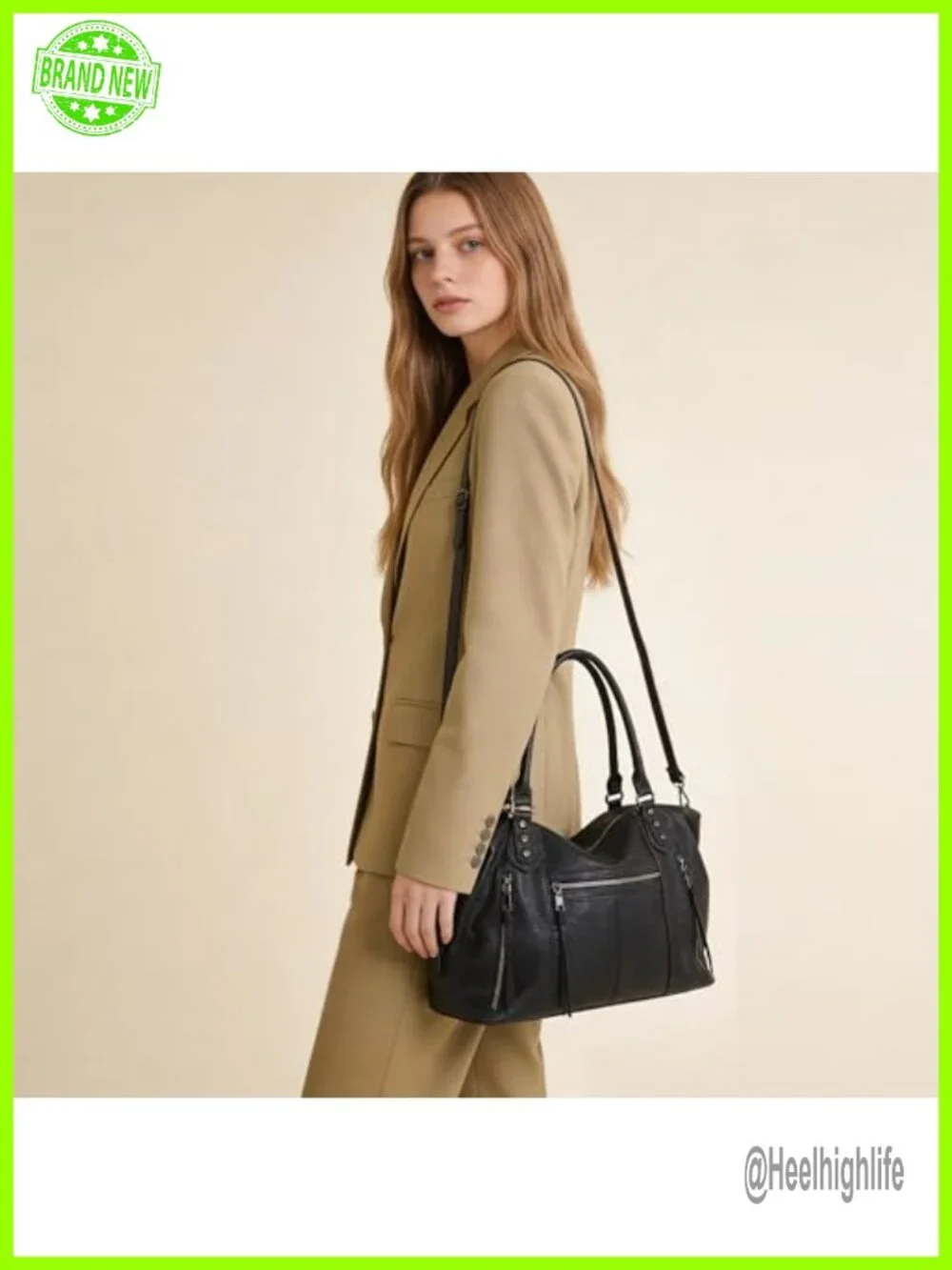 Soft Crossbody Shoulder Bag Multi Pocket Hobo Satchel Tote Top Handle Purse 15
